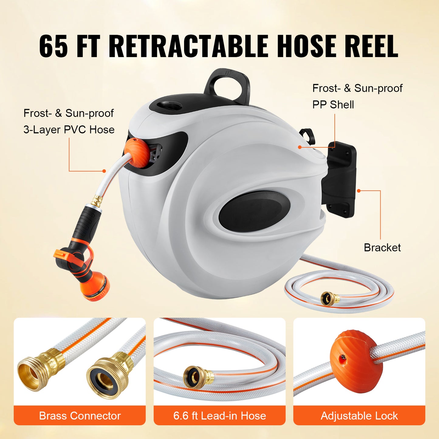 Retractable Hose Reel Water Hose Reel   Swivel Wall-Mounted