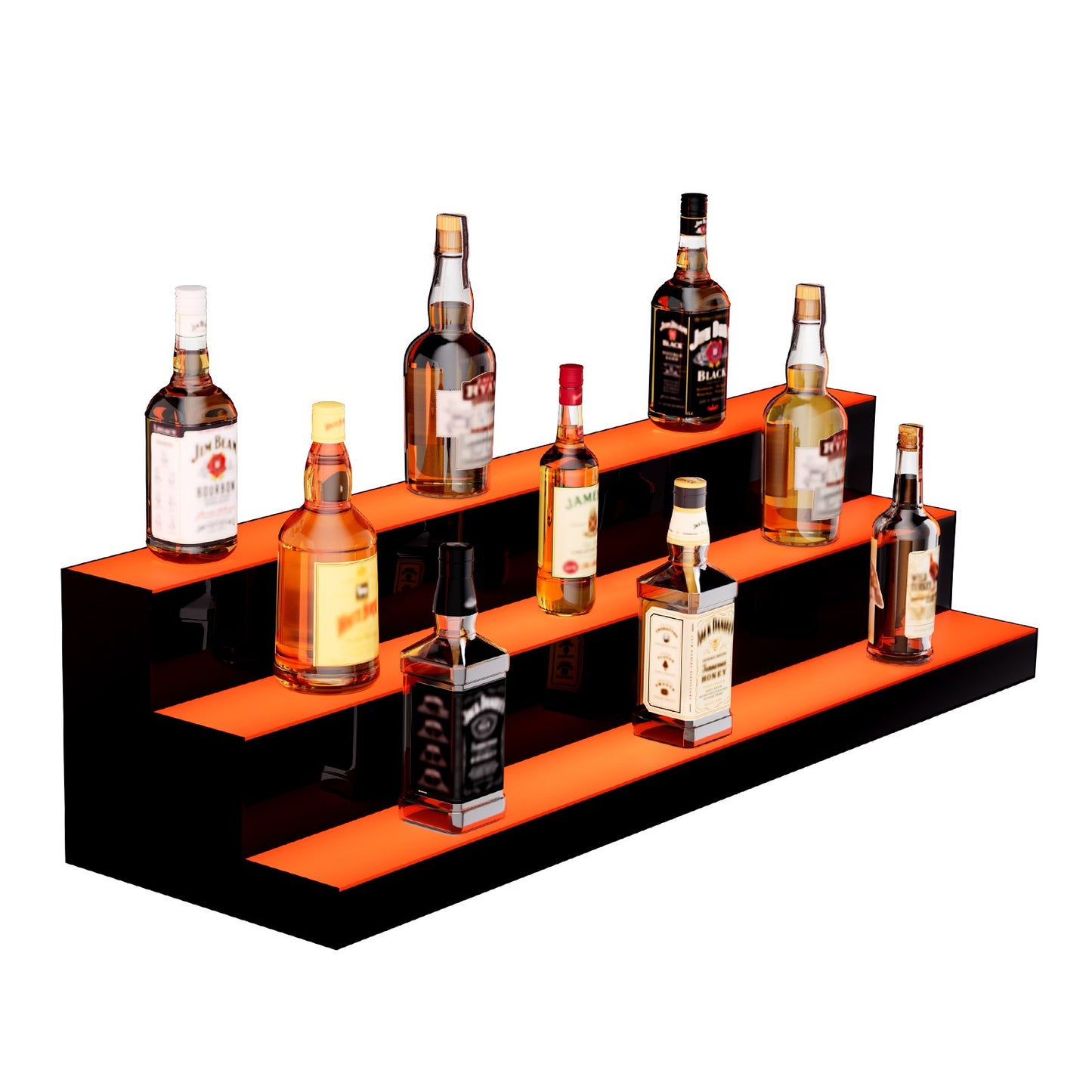 LED Lighted Liquor Bottle Display, 3 Tiers 40 Inches, Illuminated Home Bar Shelf With RF Remote & App Control 7 Static Colors 1-4 H Timing, Acrylic Drinks Lighting Shelf For Holding 30 Bottles