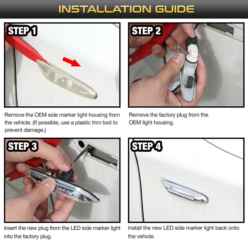 2 Smoke LED Side Marker Turn Signal Light Replacement For BMW E90 E91 E93
