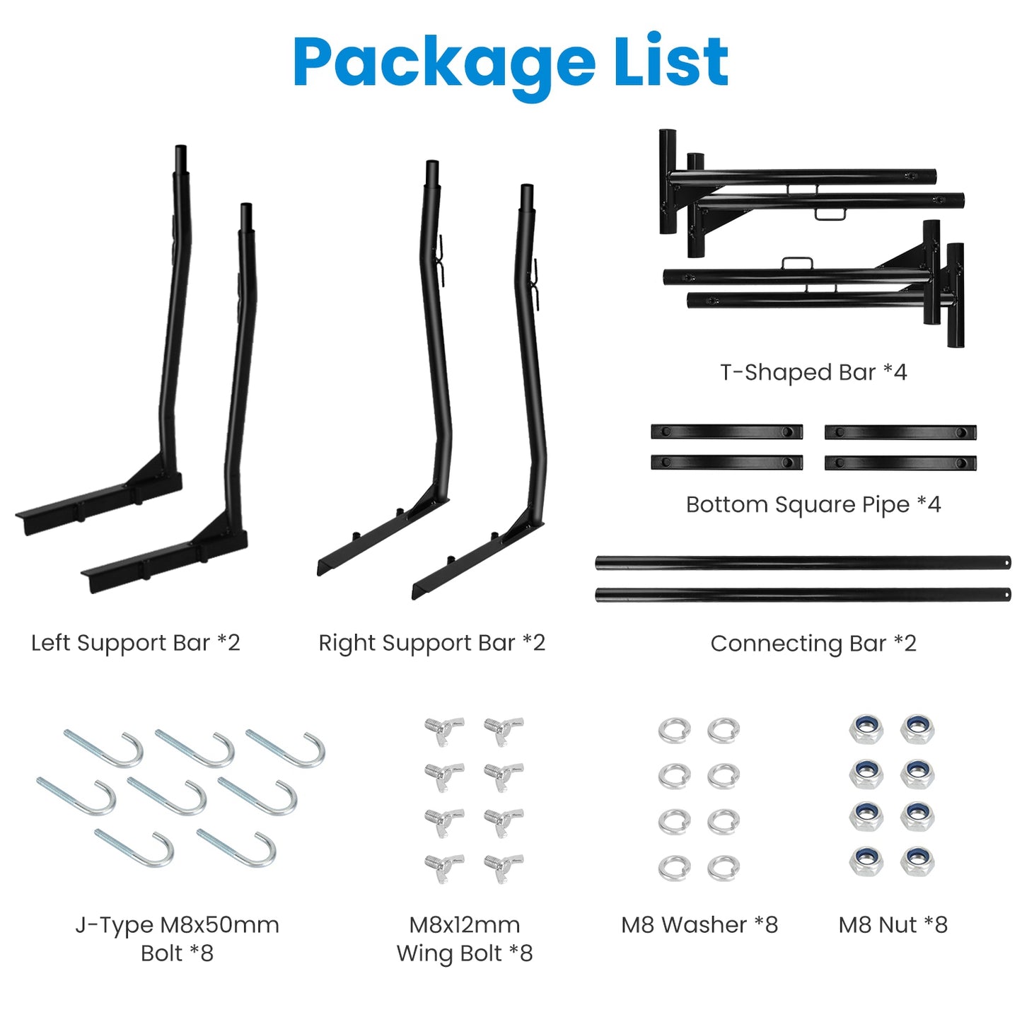 1Pair Extendable Truck Ladder Rack Non-Drilling Pick-up Truck Bed Utility Rack Adjustable Steel Truck Rack With 800LBS Capacity For 47.2-72.8in Wide Truck Bed For Kayak Surfboard