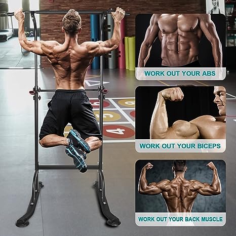 Sport Power Tower Workout Dip Station Pull Up Bar, Height Adjustable Multi-Function Dip Stand For Home Gym Strength Training Fitness Equipment