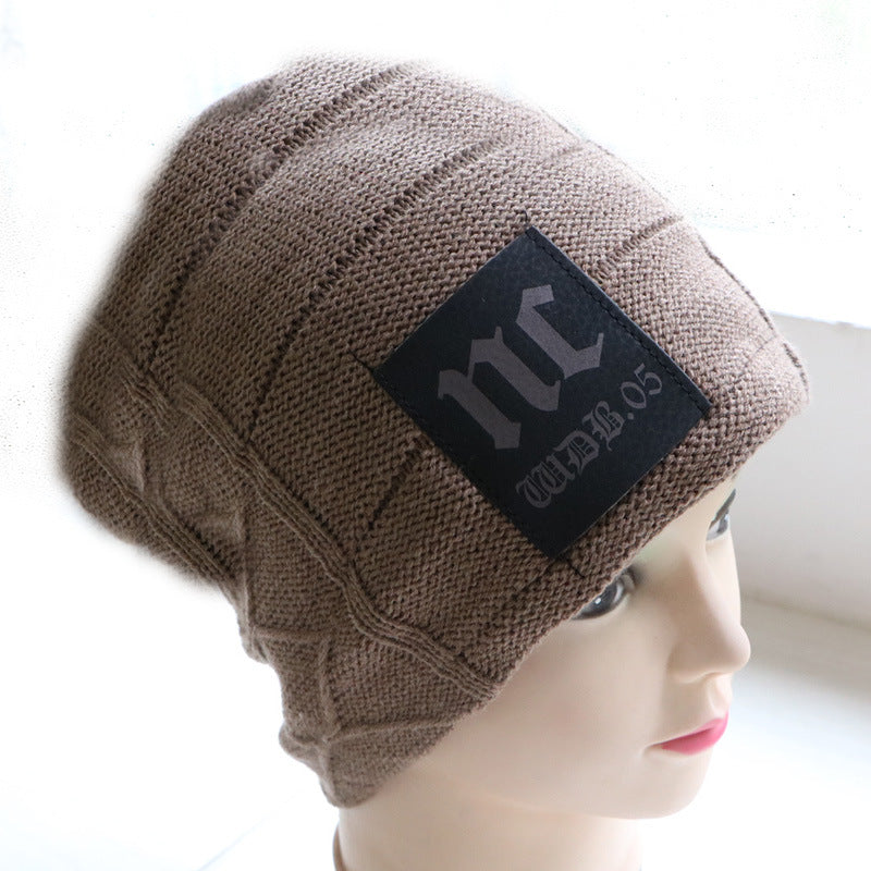 New Cloth Label Men's Hat Autumn And Winter Knitted Hat Fleece Lined Wool Hat Fashionable Pullover Nc Hat Warm Hat For Men