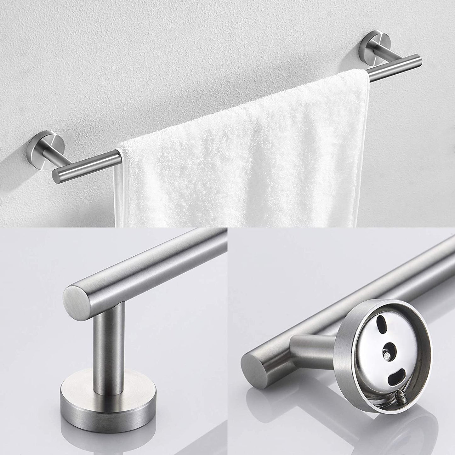 3-Pieces Bathroom Hardware Accessories Set - Towel Bar, Toilet Paper Holder, Robe Towel Hooks