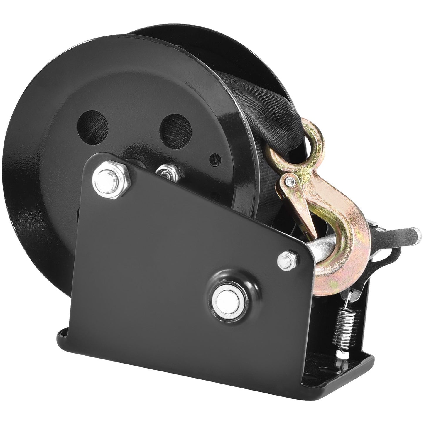 Hand Winch, 1600 Lbs Pulling Capacity, Boat Trailer Winch Heavy Duty Rope Crank With 33 Ft Polyester Strap And Two-Way Ratchet, Manual Operated Hand Crank Winch For Trailer, Boat Or ATV Towing