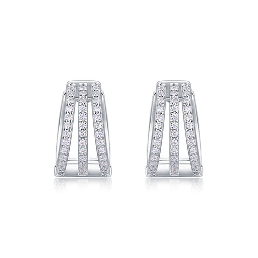 Human March Luxury Fashion Diamond Earrings Stud Inlaid With Mosan Diamond Silver Jewelry