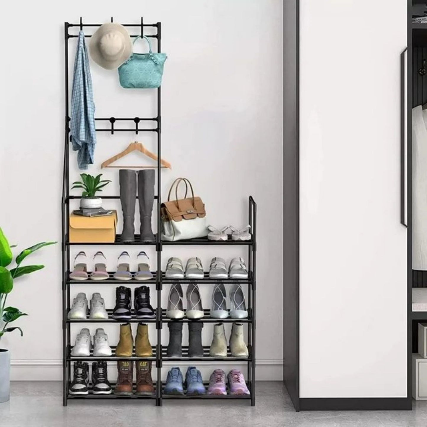 5-Tier Shoe Rack Shoe Storage Organizer, Freestanding Coat And Shoe Rack, 25-30 Pairs Shoe Shelf For Entryway Closet