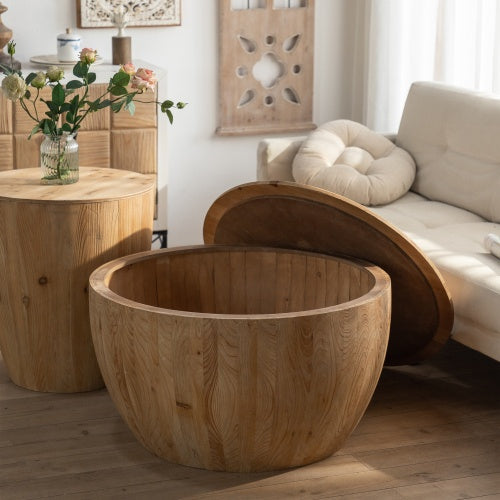 Vintage Style Bucket Shaped Coffee Table Set For Office, Banana Dining Room And Living Room Set of 2