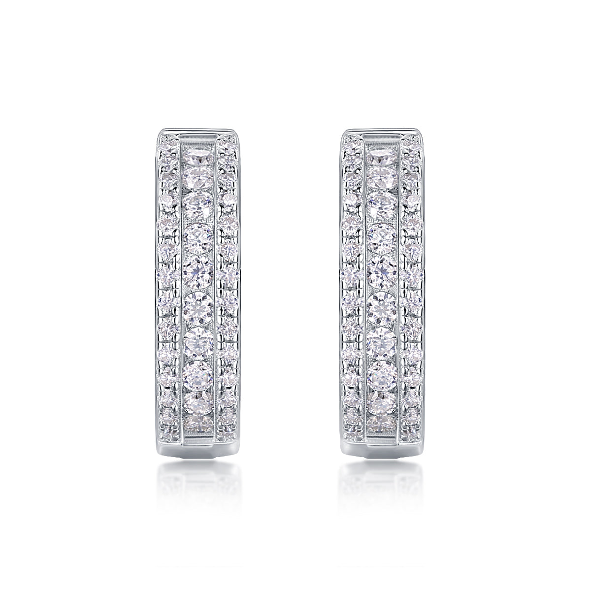 1Splendid Night Luxury Fashion Diamond Earrings Stud Set With Mosan Diamond Silver Ornaments