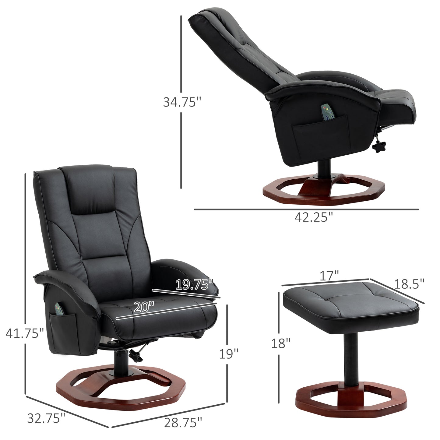 Massage Recliner Chair with Ottoman