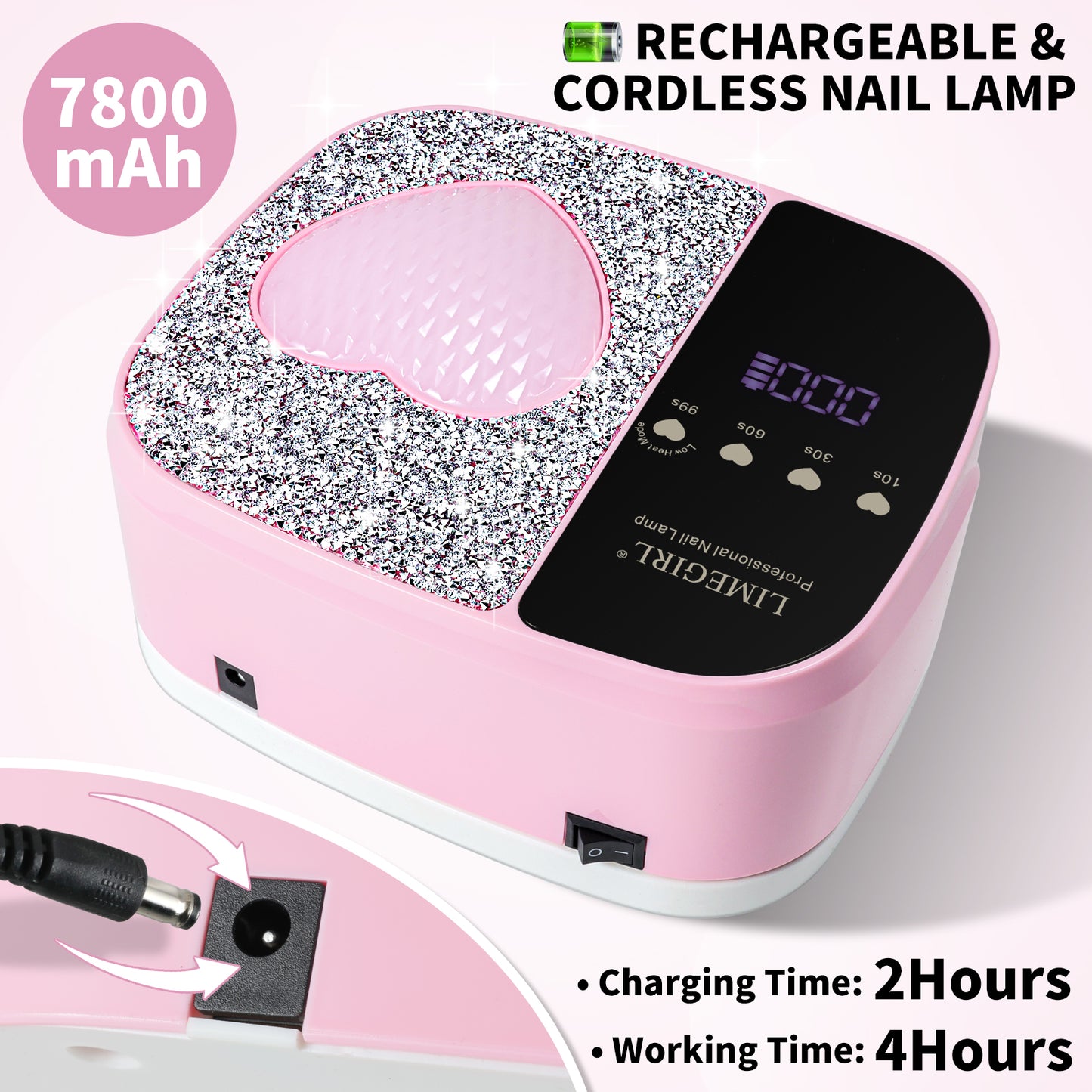 UV LED Nail Lamp Kit For Gel Polish Professional Fast Curing Dryer Light Set With 4 Timer Settings Cordless Rechargeable Nail Art Cure Machine For Manicure Pedicure At Home And Salon