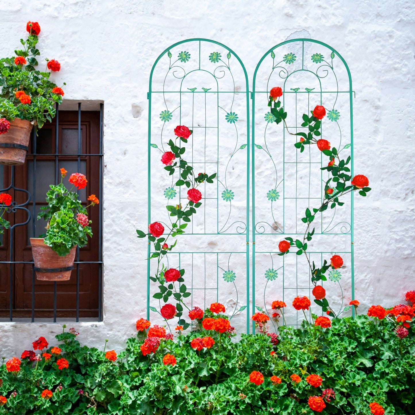 2-Pack Metal Garden Trellis 86.7x19.7 Rustproof For Climbing Plants Outdoor