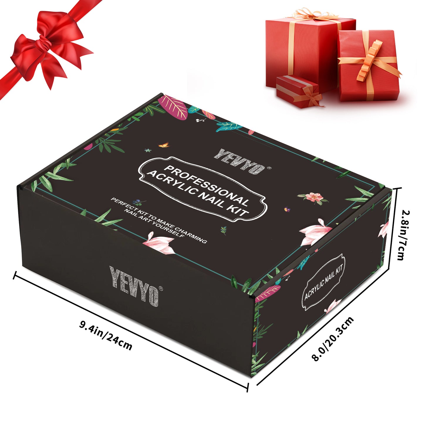 Professional Acrylic Nail Kit, With Pink Nail UV LED Lamps, Acrylic Powders,  Base Top Coat, Nail Tips, Rhinestones, Nail Decorations And Nail Art Tools