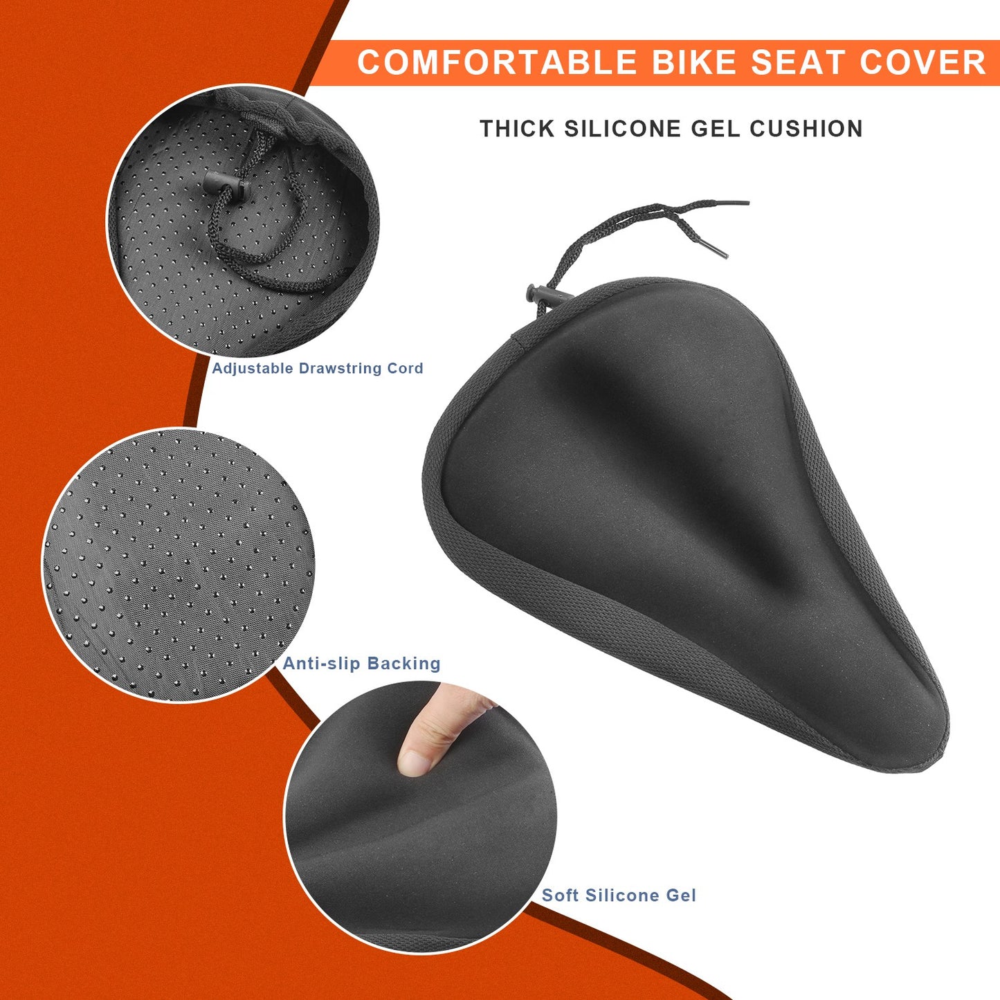 1Pc Bike Seat Cover Anti-Slip Comfortable Bicycle Padded Saddle Cover Wear Resistant Soft Gel Cushion For Narrow Bike Seats Mountain Bike Seat