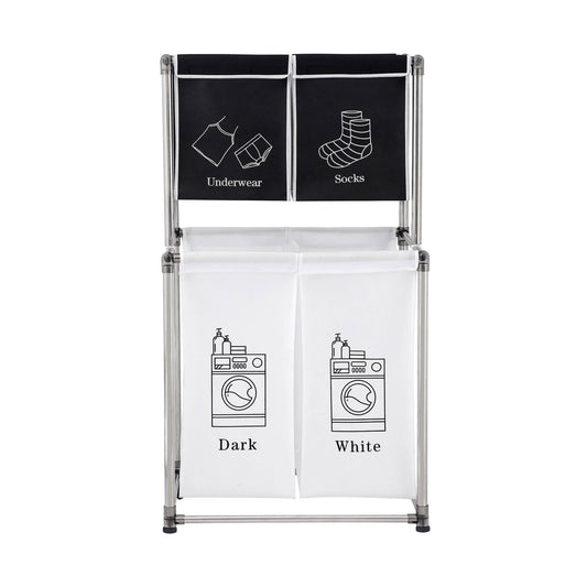 2 Tier Laundry Hamper Laundry Sorter With 4 Removable Bags For Organizing Clothes