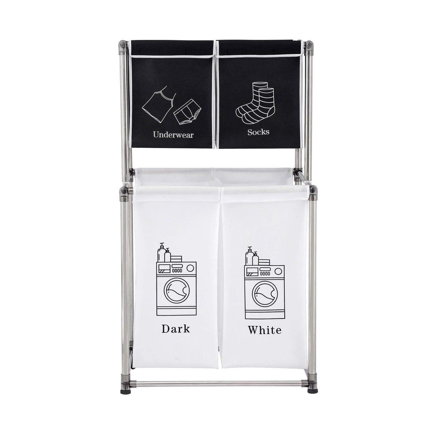2 Tier Laundry Hamper Laundry Sorter With 4 Removable Bags For Organizing Clothes