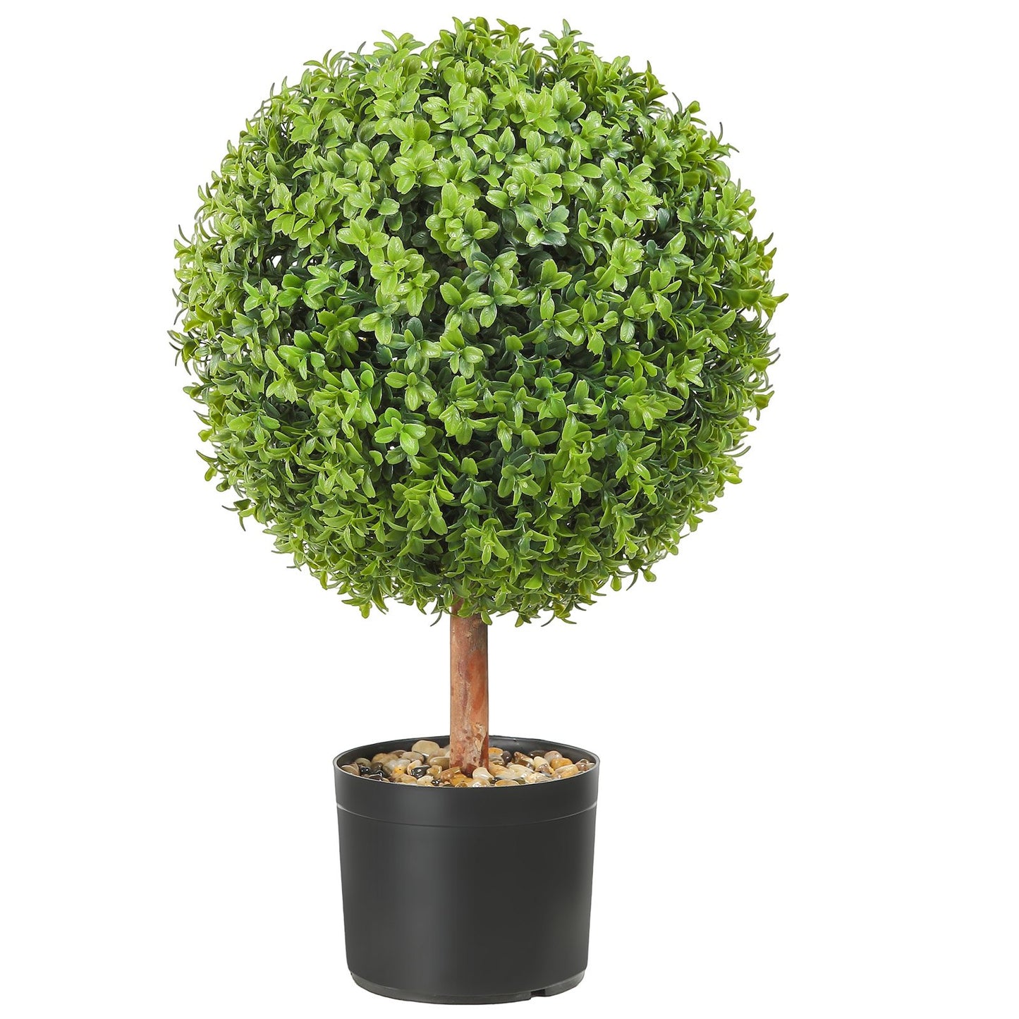 2x Artificial Boxwood Ball 40,6cm Garden Deco Boxwood In Flowerpot Ball Artificial Boxwood Ball Artificial Plant Made Of PE, Wood, PP Incl. 4 Pcs. Decorative Butterflies And 10 Pcs. Replacement