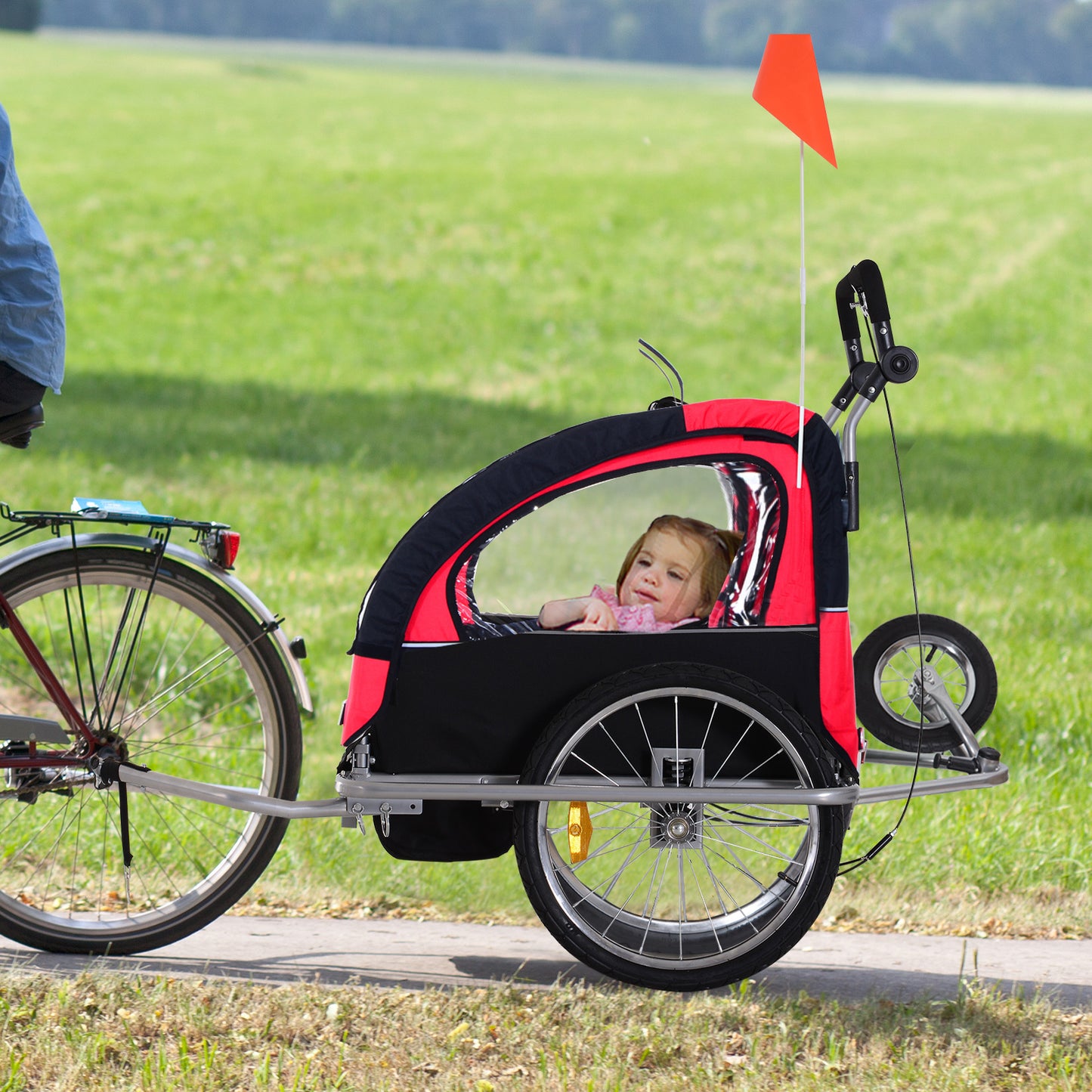 Elite 360 Swivel Bike Trailer for Kids Double Child Two-Wheel Bicycle Cargo Trailer With 2 Security Harnesses