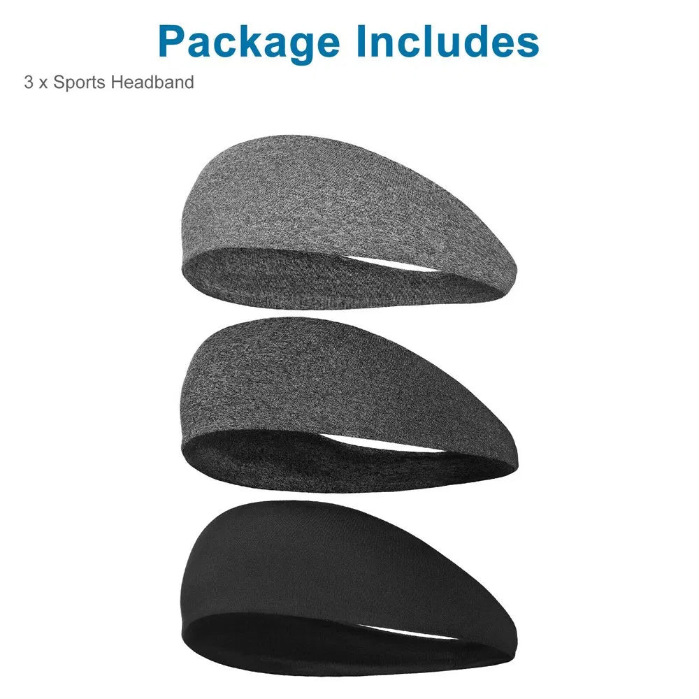 3x Men Women Sweat Sweatband Headband Stretch Sports Head Band Yoga Gym Running