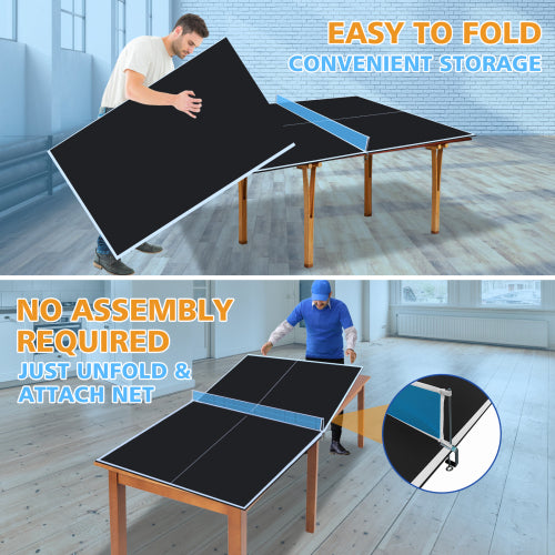 7X4ft Black Mid-Size Ping Pong Conversion Top Foldable & Portable Table Tennis Table Top For Indoor Games