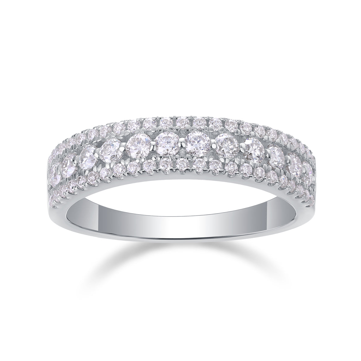 1Luxury Fashion Multi-row Diamond Ring With Moissanite Silver Ring Prohibit TikTok sales