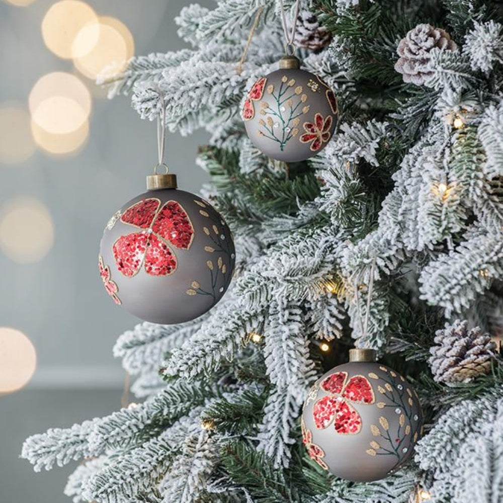 4PCS Set 4.7in Christmas Glass Ball Ornaments Hanging Tree Decor Home Party Holiday Decor