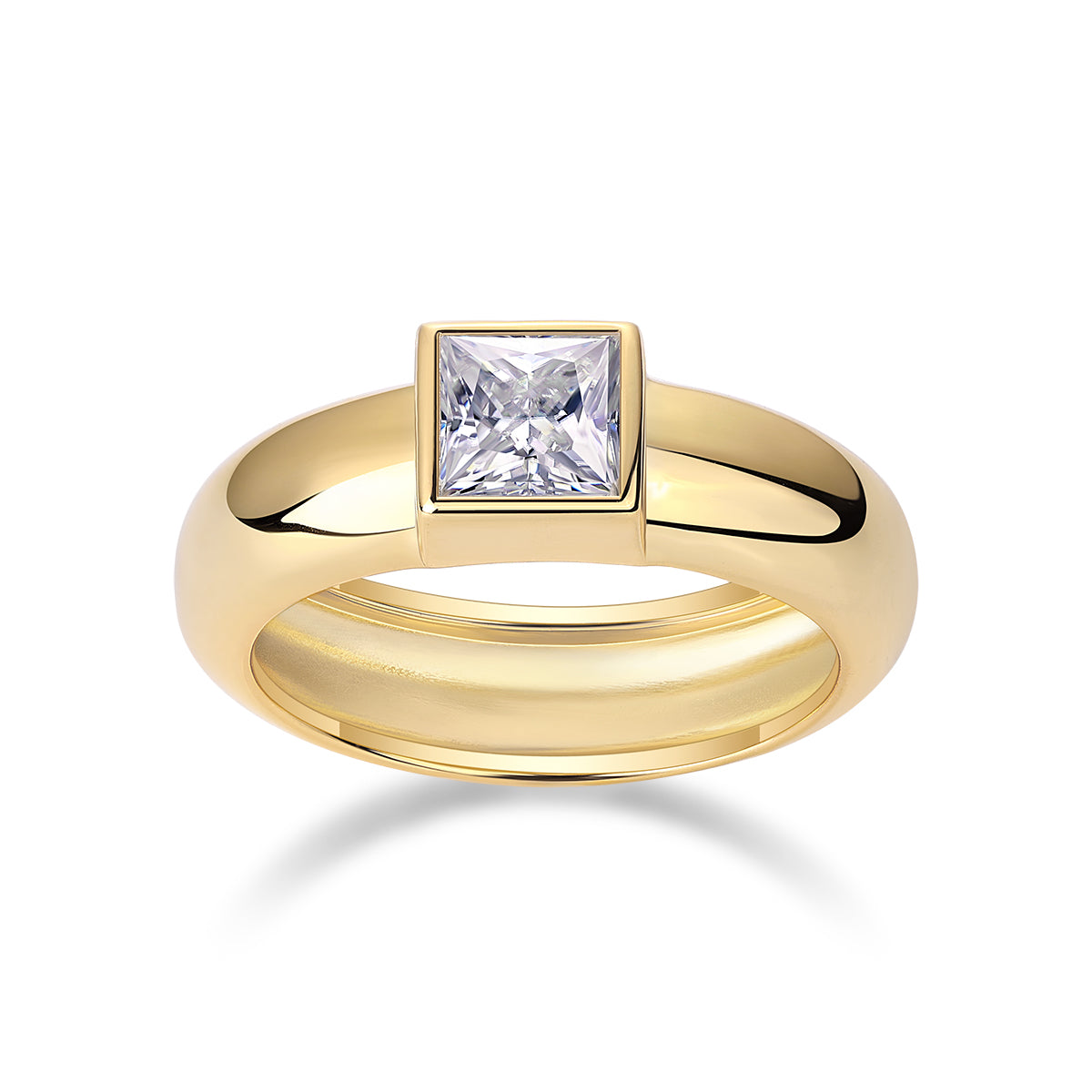 1Square Diamond Ring Wedding Ring Luxury Fashion Set Moissanite Silver Ring