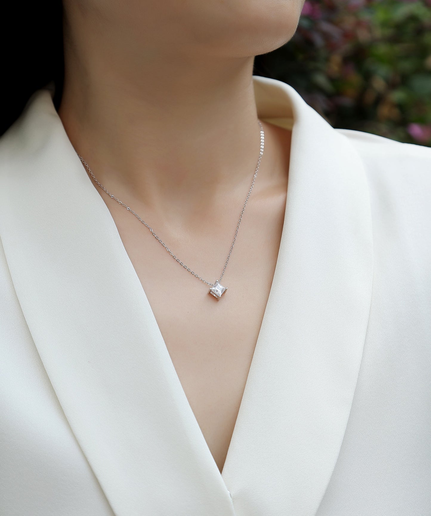 Stay Together - A Fashionable And Luxurious Diamond Jewelry Pendant Set With Square Moissanite S925 Sterling Silver.
