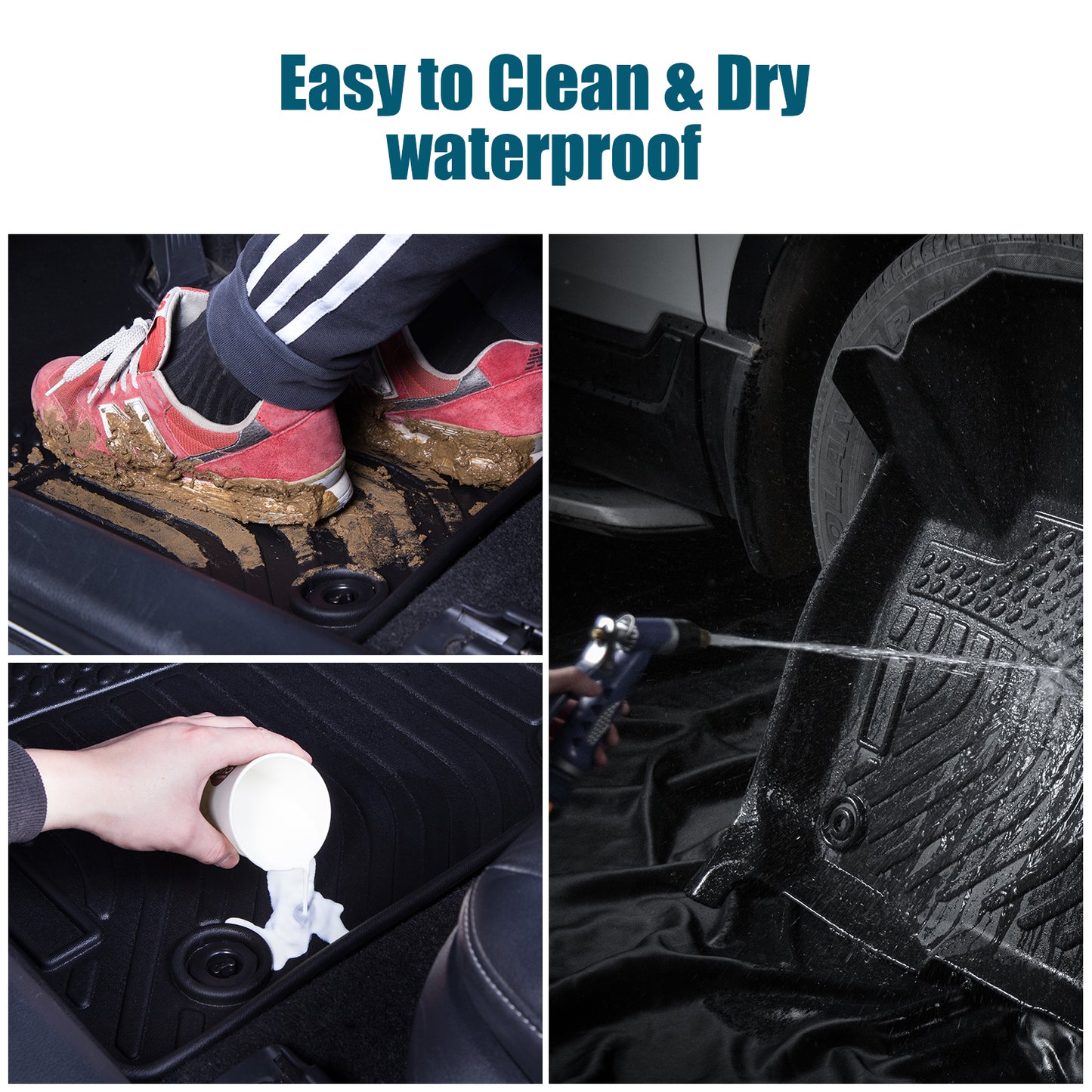 Car Floor Mats For 23-24 CRV Hybrid Black All-Weather TPE Rubber Car Mats