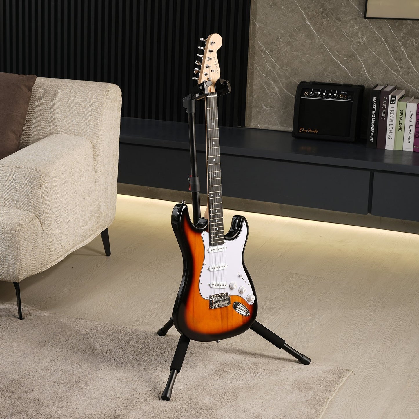 VEVOR Tripod Guitar Stand Floor-Standing Foldable 35.4-47.2 In Adjustable Height