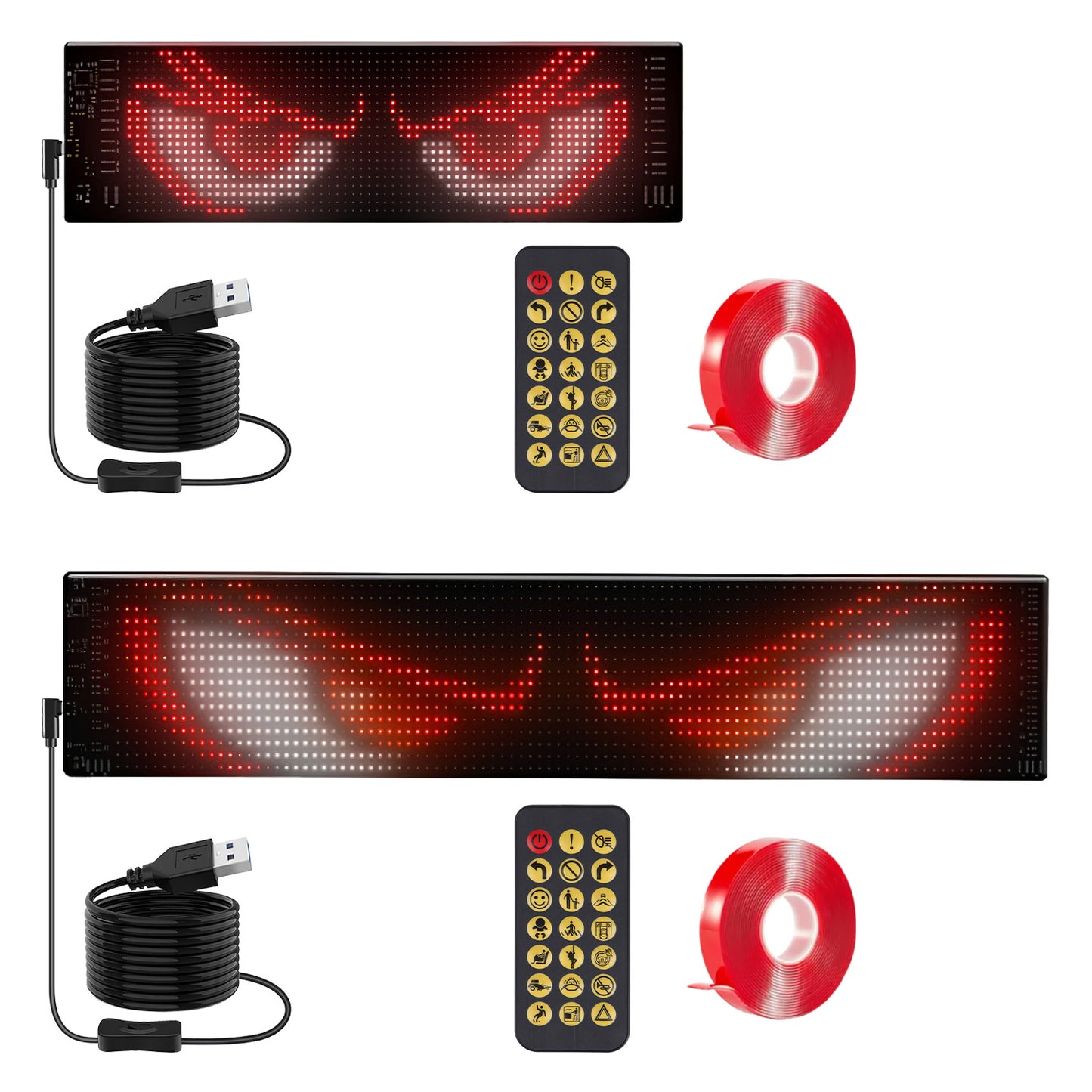 2Pack 16x96 Matrix Devil Eyes Lights For Car Ultra-thin Programmable LED Car Signs With APP Remote Control DIY Design Text Patterns Animations