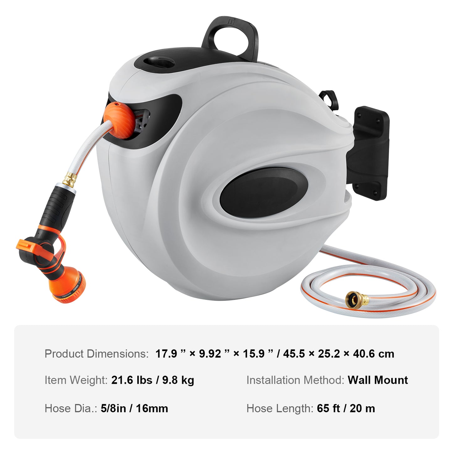 Retractable Hose Reel Water Hose Reel   Swivel Wall-Mounted