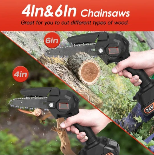 2-in-1 Cordless Pole Saw & Mini Chainsaw Electric Mini Chainsaw Length Adjustable Cordless Chain Saw With 2Pcs 1500mAh Batteries 4in 6in Chains For Tree Trimming