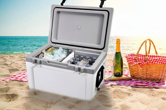 Insulated Portable Cooler, 52 Qt, Holds 50 Cans, Ice Retention Hard Cooler With Heavy Duty Handle, Ice Chest Lunch Box For Camping, Beach, Picnic, Travel, Outdoor, Keeps Cool For Up To 6 Days