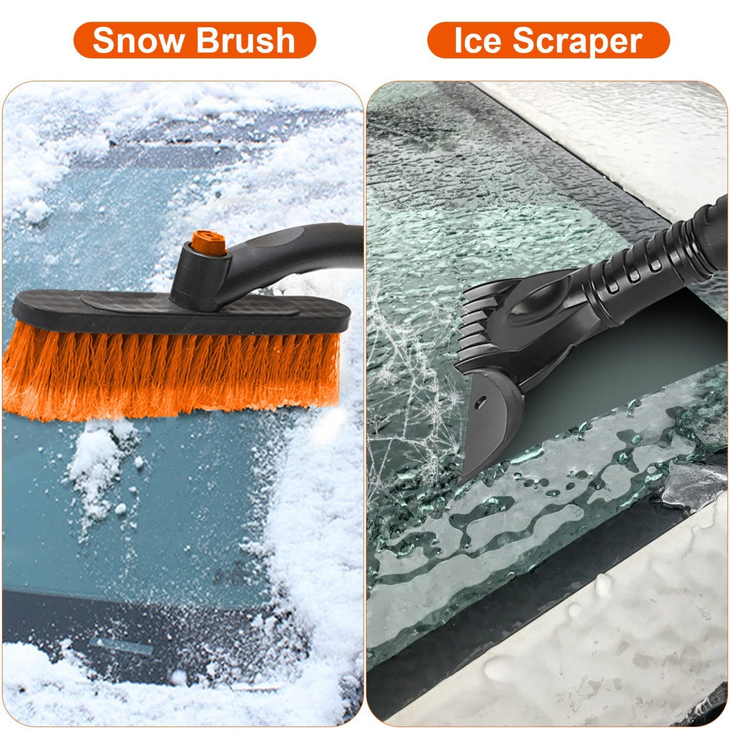 3 Color Options -- 1Pc 3 In 1 Windshield Ice Scraper Extendable Car Snow Removal Tool Telescoping Car Broom Snow Shovel Automobile Frost Removal