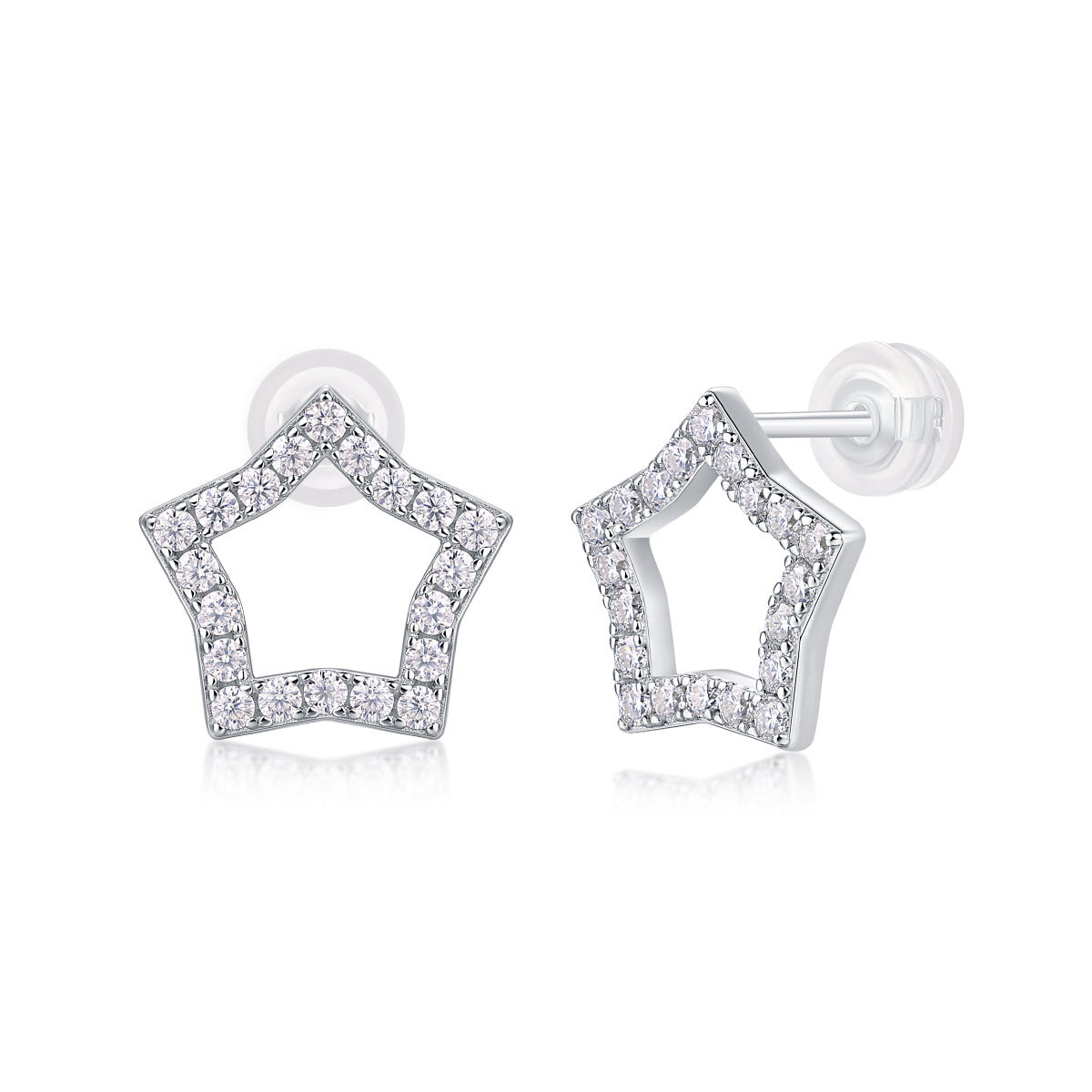 Tonight's New Star - S925 Moissanite Sterling Silver Earrings With Platinum-plated Stud Earrings, Fashionable, Trendy And Affordable Jewelry