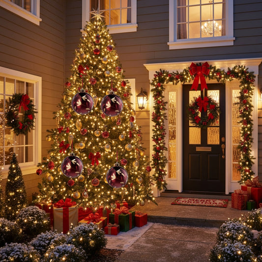 4PCS Set 4.7in Christmas Tree Glass Ball Ornaments Shiny Hanging Tree Decor Holiday Party Home Decor