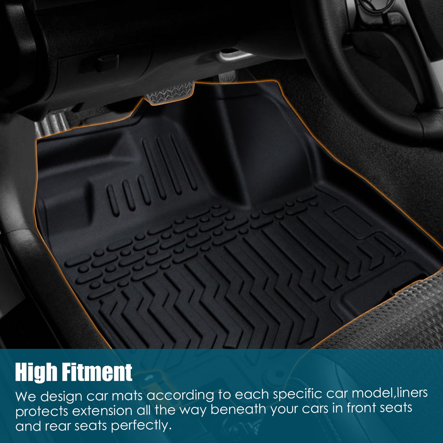 Car Floor Mats For 23-24 CRV Hybrid Black All-Weather TPE Rubber Car Mats