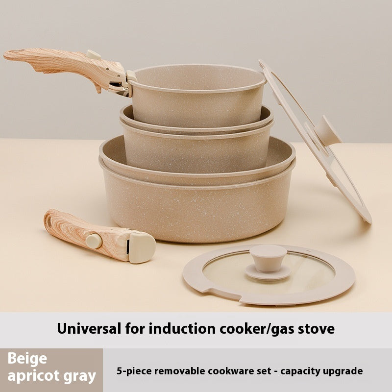 Removable Non-stick Life Smile Cookware Set Suit Medical Stone Pan Milk Pot