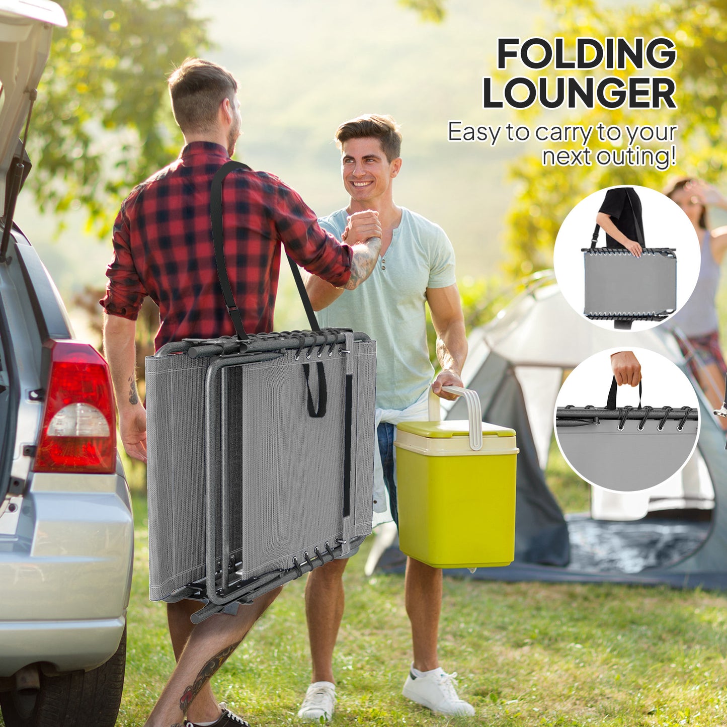 Folding Outdoor Chaise Lounge Chair Tanning Chair with 5-Level Adjustable Back