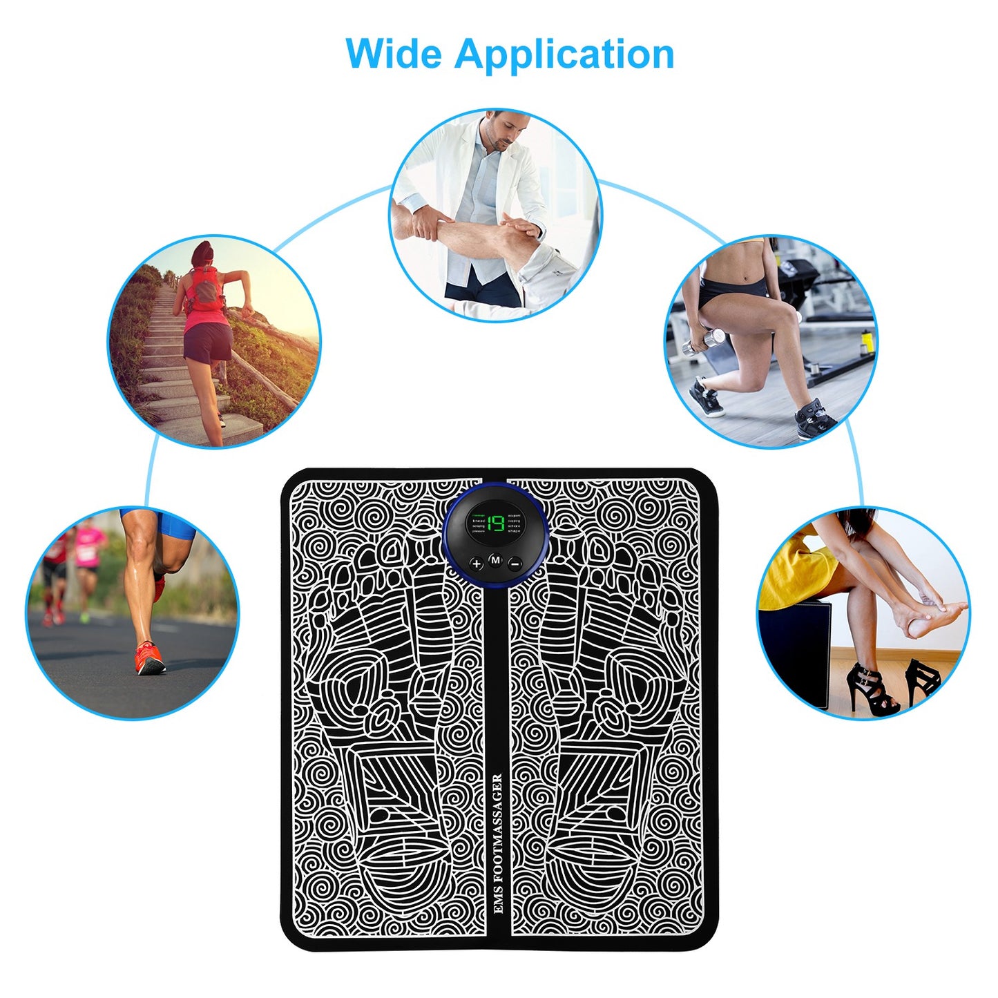 1Pc Foot Massage Pad Electric Stimulator Massager Unit Leg Reshaping Muscle Pain Relax Foldable Massage Mat With 8 Modes 19 Intensity Levels Remote Control