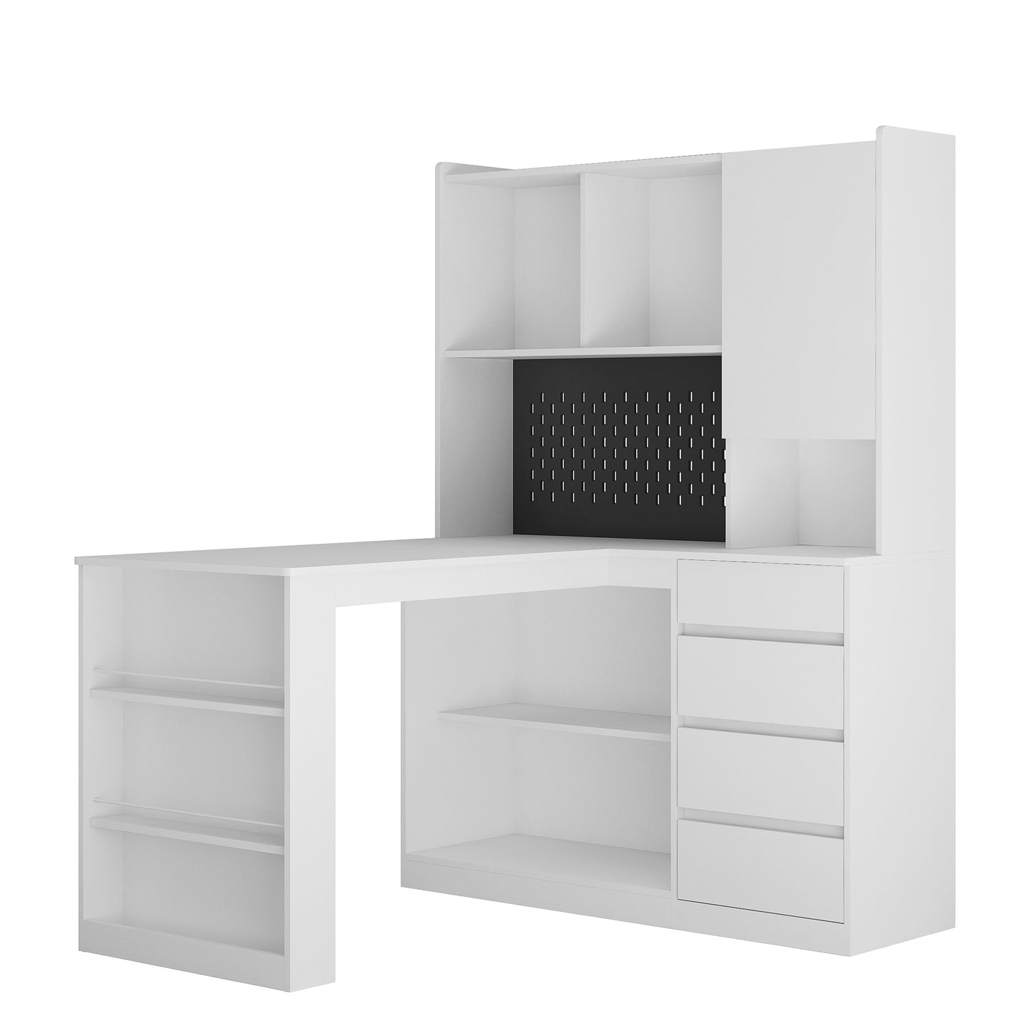 L Shaped Desk With Charger,Computer Desk With Drawers,Bookshelf,with LED Light,Modern Corner Desk,Home Office Desk,L-Shaped Study Table Writing Desk,Corner Gaming Computer Desk With Storage
