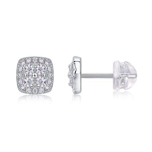 Fog Sea - Fashionable And Luxurious Diamond Jewelry Set With Moissanite S925 Sterling Silver And Platinum-plated Stud Earrings