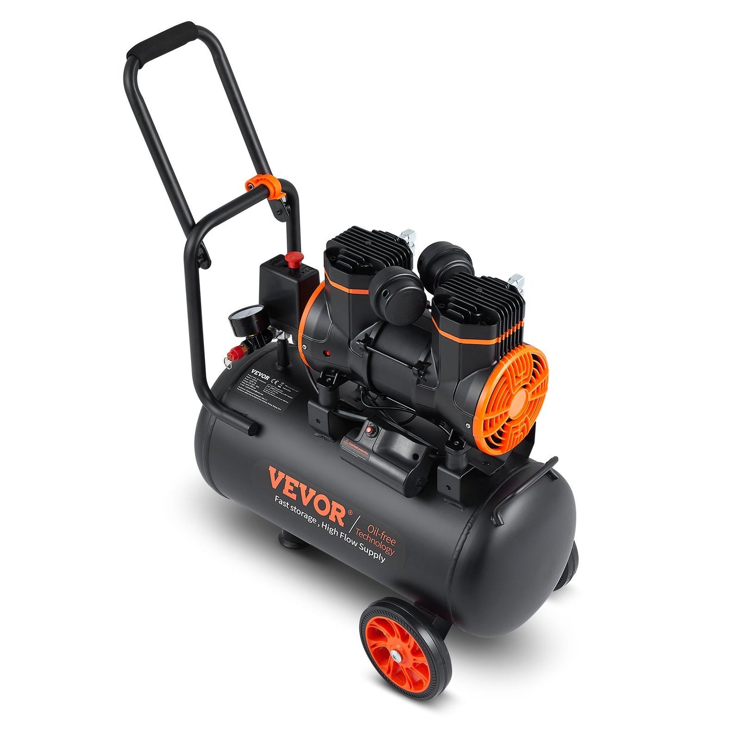 VEVOR Air Compressor 6.3 Gallon 1450W 3.35 CFM 90PSI 70 DB Ultra Quiet Oil Free
