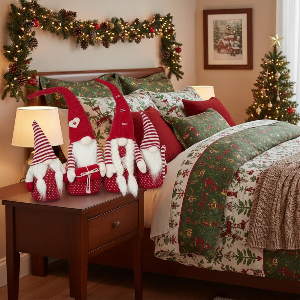 4PCS Set Christmas Gnome 21.3x5.5x25.5in Tall Festive Family Perfect For Holiday Decorations And Seasonal Indoor Outdoor Displays