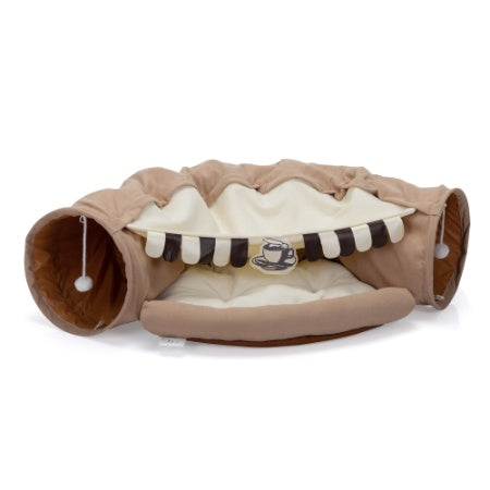 Cat's Telescopic Tunnel Cushioned Bed Pet Nest Teasing Balls Zipper Connection Feline Supplies