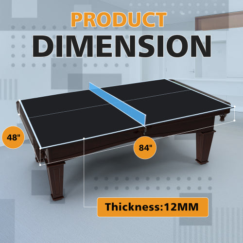 7X4ft Black Mid-Size Ping Pong Conversion Top Foldable & Portable Table Tennis Table Top For Indoor Games