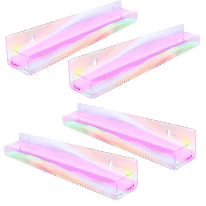 Rainbow Nail Polish Wall Organizer - Multi-Purpose Plastic Storage Rack With 6 Compartments For Nail Polish, Makeup Essentials & More - Vibrant Rainbow Design For Stylish Home Decor, Hanging Jewelry O