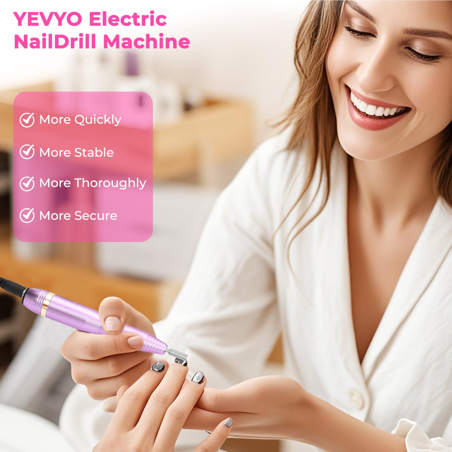 Portable Electric Nail Drill, Professional Nail File Kit For Acrylic Acid, Gel Nail, Nail Trimming With Nail Drill, Pedicure Abrasive Belt, Rose Gold