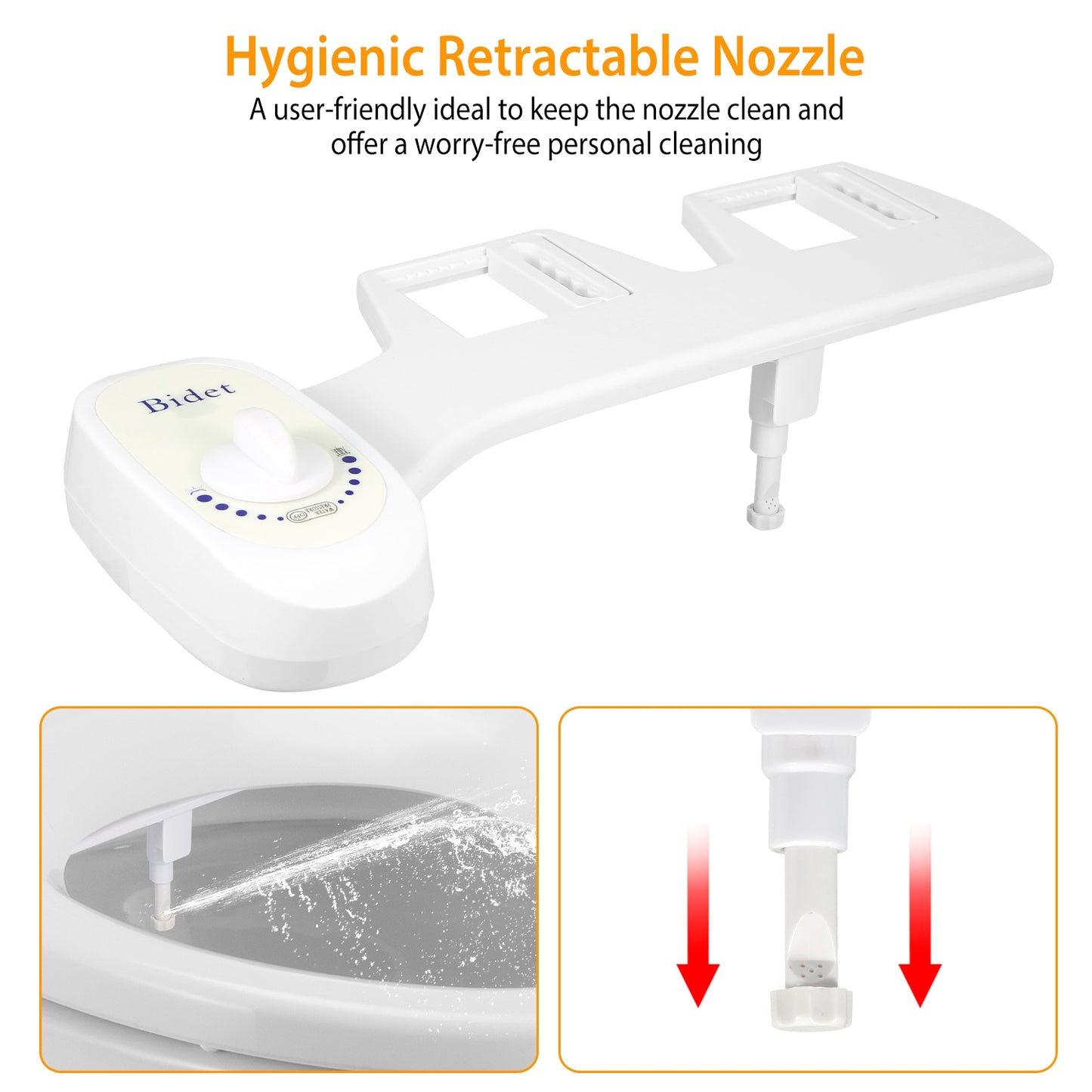 Bidet Water Spray No Electric Mechanical Bidet Toilet Seat Attachment Adjustable Water Pressure