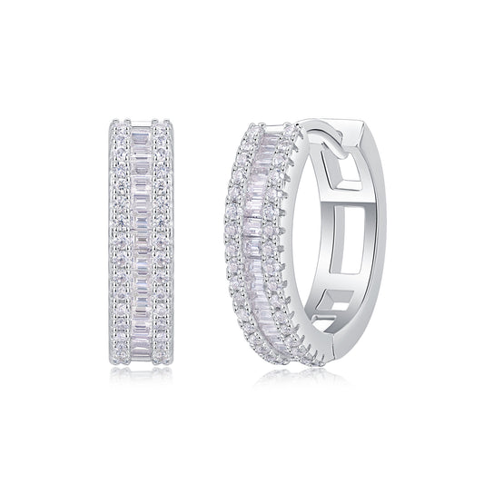 Woven Light Luxury Fashion Diamond Earrings Stud Inlaid With Mosan Diamond Silver Ornaments